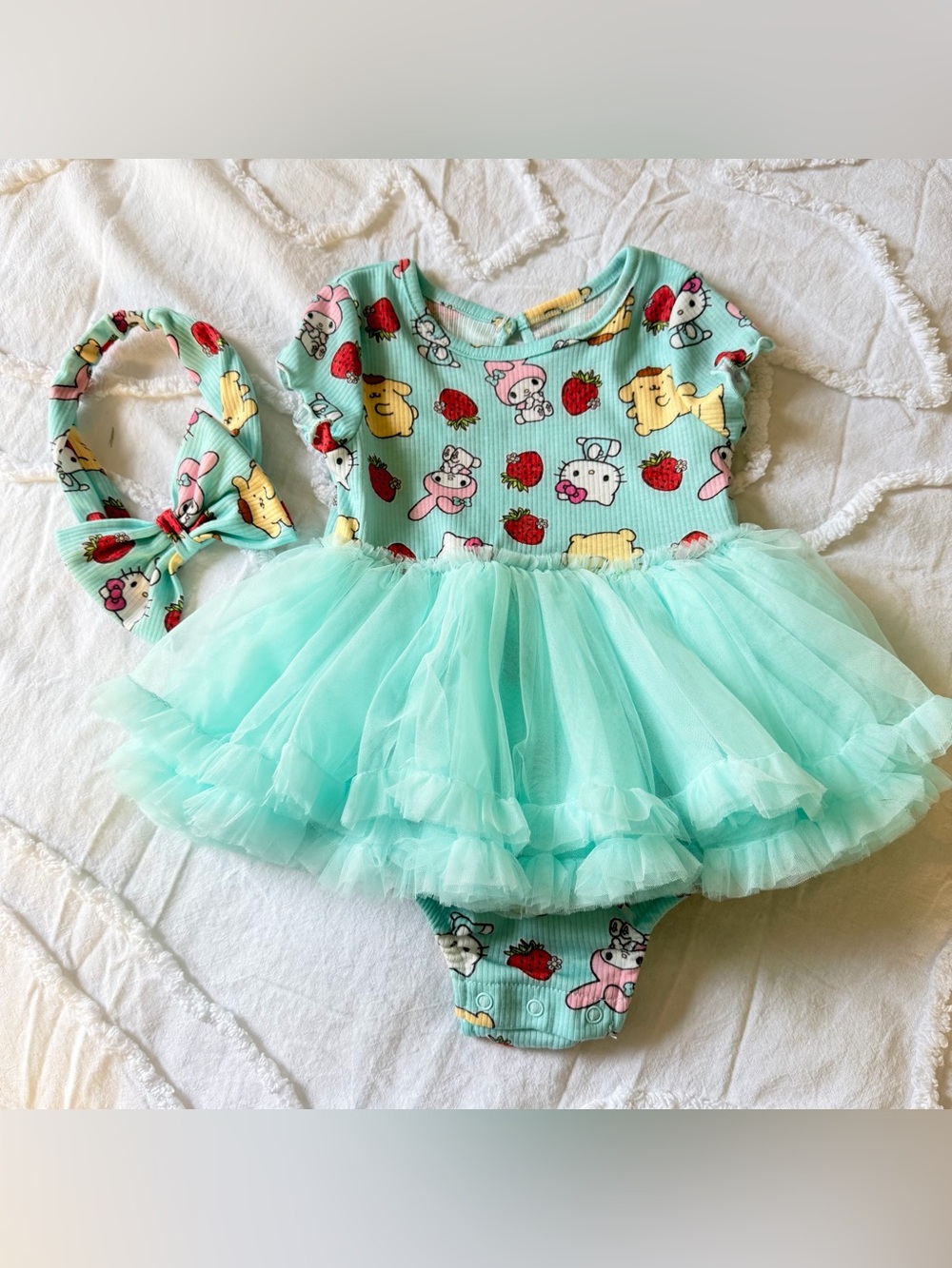Hello Kitty Baby Girls Tutu Dress Bodysuit with Matching Headband, 2-Piece NWT
